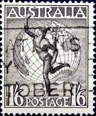 Австралия 1956 год . Авиа Почта . Гермес и Земной шар . Каталог 0,50 €. (1)   